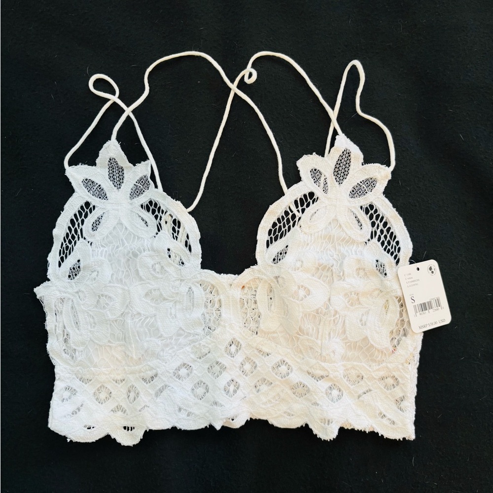 NWT Free People Adella Bralette sz S | boho romantic lace cropped layering top